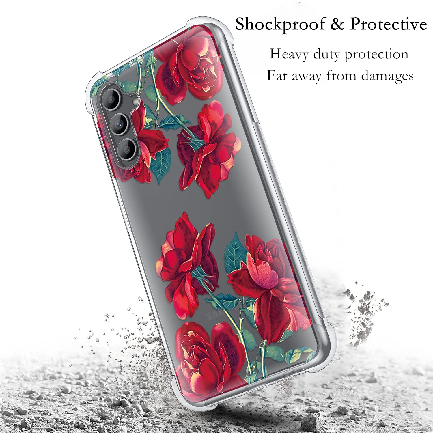 WZOKA for Samsung Galaxy A14 Case with Shockproof Heavy Duty Bumper, Soft Protective Samsung A14 5G Phone Cover Raised Edge for Galaxy A14 5G (Rose Red)