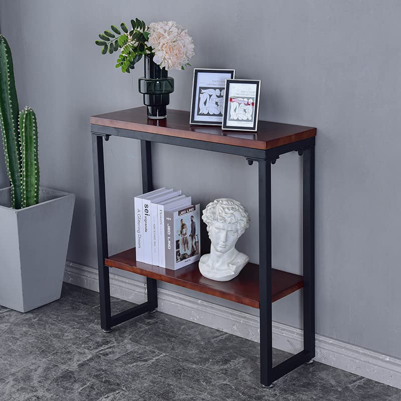 2 Tier Console Table Narrow Table, Narrow Side Table Shelf, Free Standing Rack with Storage Shelves for Living Room, Hallway, Entryway, Kitchen (L31.5—W12—H33.5)