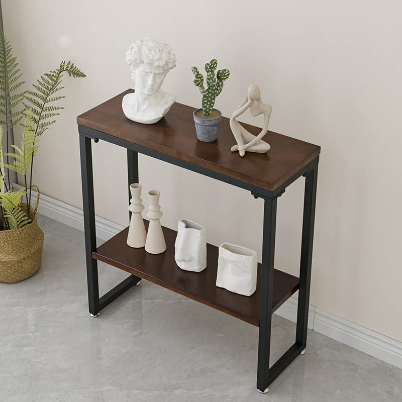 2 Tier Console Table Narrow Table, Narrow Side Table Shelf, Free Standing Rack with Storage Shelves for Living Room, Hallway, Entryway, Kitchen (L31.5—W12—H33.5)