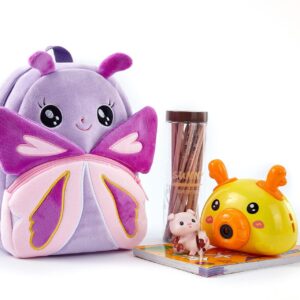 NICE CHOICE Cute Toddler Backpack Toddler Bag Plush Animal Cartoon Mini Travel Bag for Baby Girl Boy 2-6 Years(Purple Butterfly)