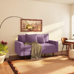 Meeyar Couches for Living Room 58'' Small Couch for Small Spaces Loveseat Small Couch for Bedroom Comfy Sofas for Living Room,Office,and Apartment,Lavender