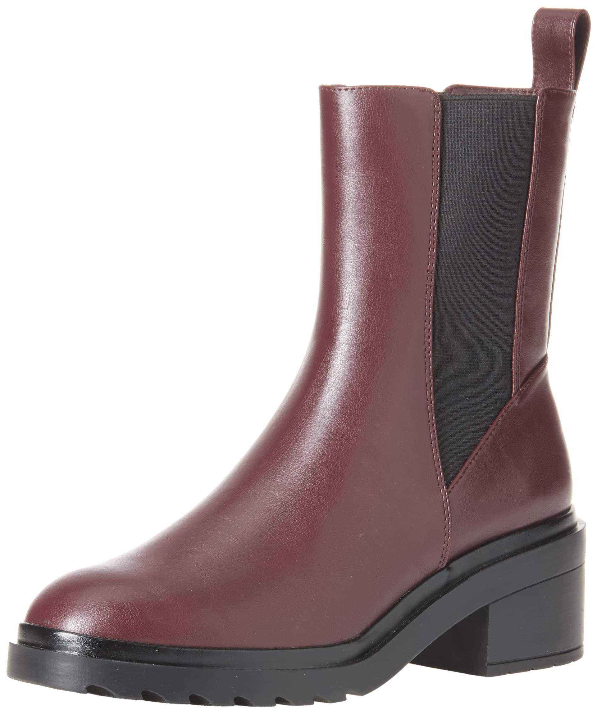 Amazon Essentials Women's Chunky Sole Chelsea Boot, Black Oxblood, 7.5 Wide