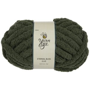 hobby lobby yarn bee olive for knitting & crocheting – jumbo eternal bliss skein thick polyester - soft chunky blankets, afghans, hats, more diy craft supplies, 28 yards