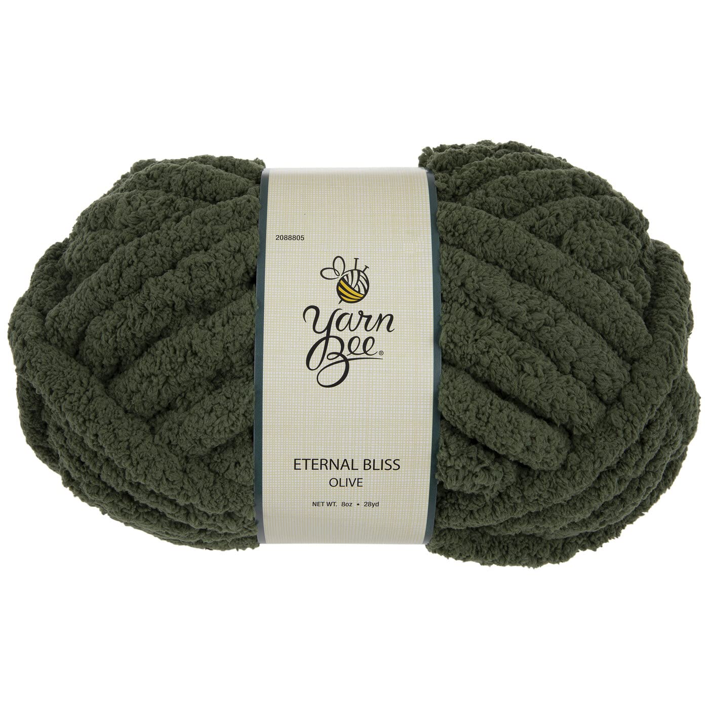 Hobby Lobby Yarn Bee Olive for Knitting & Crocheting – Jumbo Eternal Bliss Skein Thick Polyester - Soft Chunky Blankets, Afghans, Hats, More DIY Craft Supplies, 28 Yards