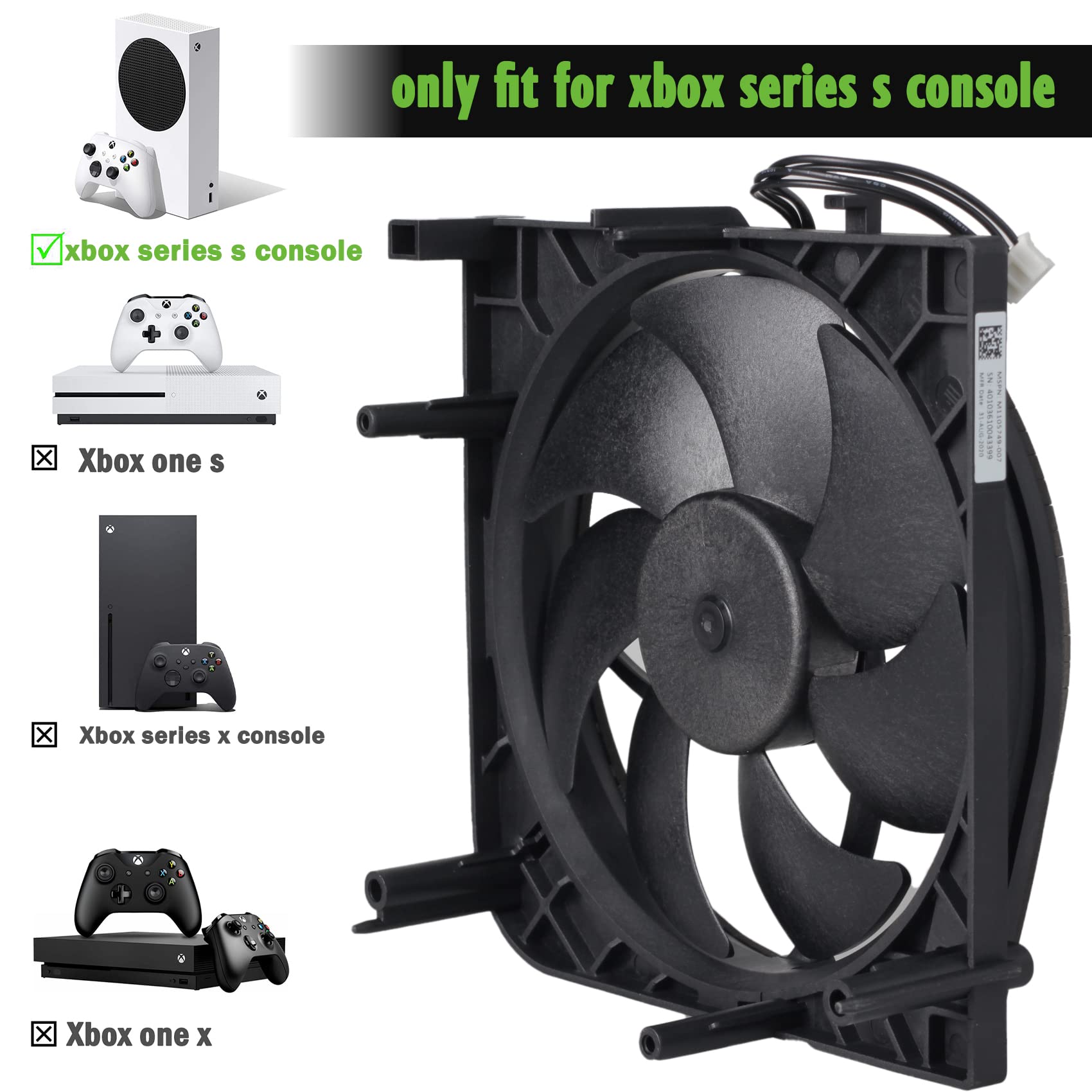 Gorliskl Replacement Internal Cooling Fan for Xbox Series S (XSS) Console