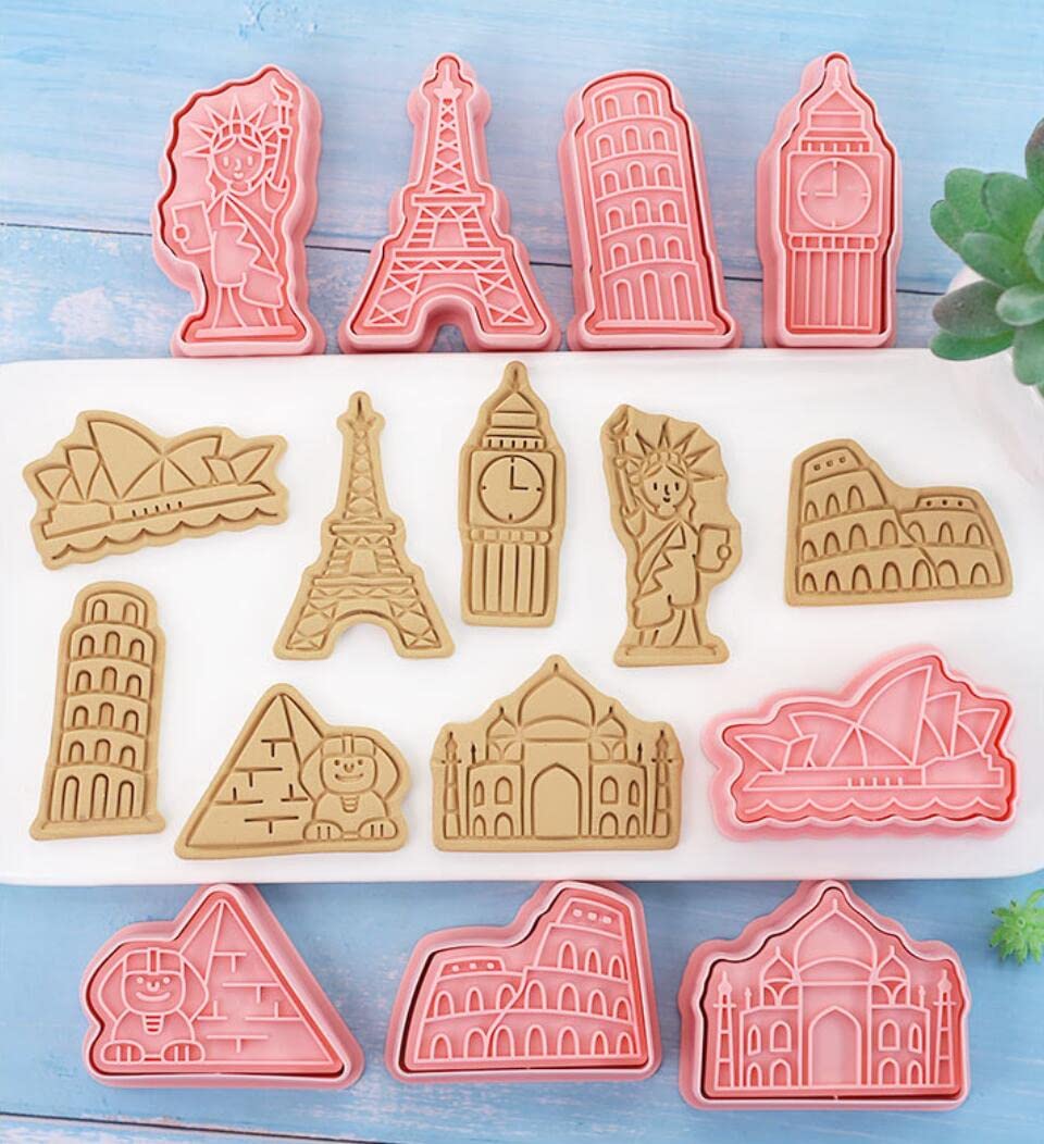 8 Pieces Statue of Liberty Cookie Moulds For Baking Cookie Mould Press Eiffel Tower Cookie Mould Set Kitchen Tools Plastic Cookie Stamps (Statue of Liberty)