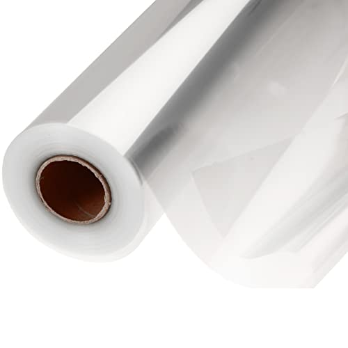 GcFoir Clear Cellophane Wrap Roll 34.5” Wide x 220 Ft Long, 3 Mil ThickPlastic Transparent Cello Wrapping Paper for Gift Baskets, Flower Bouquets, Large Cellophane Sheets for Arts & Crafts Food Safe