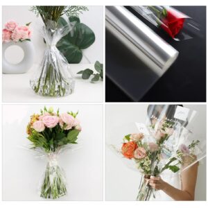 Clear Cellophane Wrap Roll 34.7” Wide x 100 Ft Long 3 Mil Thick Plastic Cellophane Wrap for Gift Baskets Heavy-duty Transparent Wrapping Paper for Flower Bouquets Large Cellophane Wrap Sheets for Arts