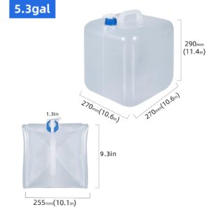 UMETASS 5.3 Gallon Collapsible Water Container with Spigot, Foldable Cube Water Jugs Portable Water Storage for Outdoors Camping Hiking (2pack)