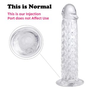 Upgrade 8.3 Inch Dragon Scales Realistic Dildo G Spot Stimulation Dildos with Powerful Suction Cup for Hands-Free Play Anal Adult Sex Toy for Women and Couple (Clear)