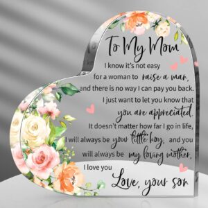 jetec mothers day gifts for mom acrylic mom gift birthday gift sign plaque presents from daughter son grateful christmas valentines birthday gifts,5.91 x 5.91 x 0.55 inches(heart)