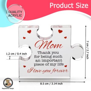 Birthday Gifts for Mom - Engraved Acrylic Block Puzzle Mom Present 4.1 x 3.5 inch - Cool Mom Presents from Daughter, Son, Dad - Heartwarming Mom Birthday Gift, Christmas