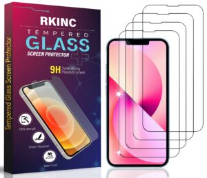 rkinc screen protector [4-pack] for iphone 14 plus/iphone 13 pro max 6.7-inch, tempered glass film screen protector, 0.33mm [lifetimewarranty][anti-scratch][anti-shatter][bubble-free]