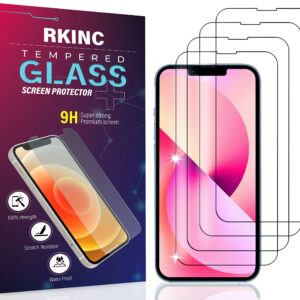 RKINC Screen Protector [4-Pack] for iPhone 14 Plus/iPhone 13 Pro Max 6.7-Inch, Tempered Glass Film Screen Protector, 0.33mm [LifetimeWarranty][Anti-Scratch][Anti-Shatter][Bubble-Free]