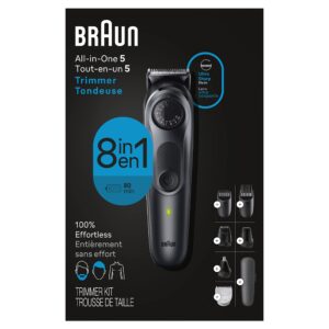 braun all-in-one style kit series 5 5471, 8-in-1 trimmer for men with beard trimmer, body trimmer for manscaping, hair clippers & more, ultra-sharp blade, 40 length settings, waterproof