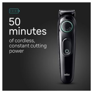 Braun All-in-One Style Kit Series 3 3430, 3-in-1 Trimmer for Men with Beard Trimmer, Ear & Nose Trimmer, Hair Clippers, Ultra-Sharp Blade, 20 Length Settings, Washable, Black