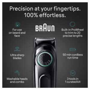 Braun All-in-One Style Kit Series 3 3430, 3-in-1 Trimmer for Men with Beard Trimmer, Ear & Nose Trimmer, Hair Clippers, Ultra-Sharp Blade, 20 Length Settings, Washable, Black