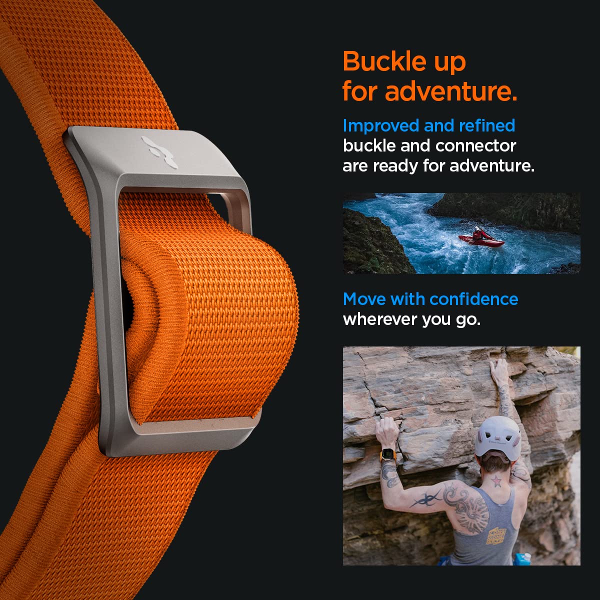 Spigen Lite Fit Ultra Band Designed for Apple Watch Band for Apple Watch Ultra2/Apple Watch Ultra 49mm, Series 9/8/SE2/7/6/SE/5/4/3/2/1 45mm/44mm/42mm Nylon Solo Loop - Orange