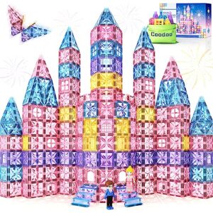 108pcs diamond magnetic tiles with dolls princess castle building toys, stem kids toys magnetic blocks doll house toddler toys, christmas birthday gifts ideas for 3+ year old girls & boys