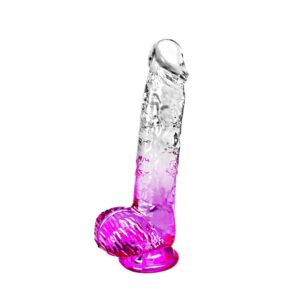 Realistic Clear Cute Purple Dildo - Life Like Adult Sex Toy for Women Pleasure, 6 Inch Fake Small Thin Dildo with Suction Cup for Beginner & Woman Men