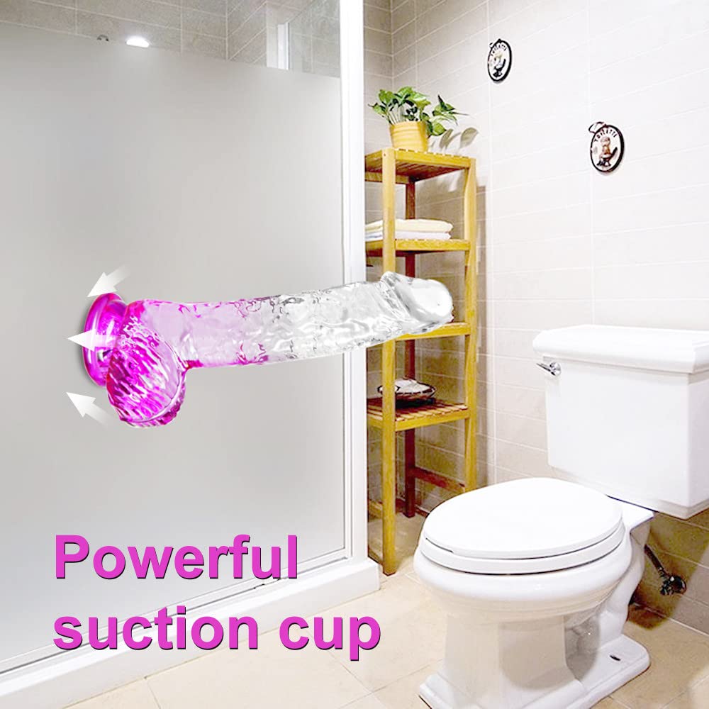 Realistic Clear Cute Purple Dildo - Life Like Adult Sex Toy for Women Pleasure, 6 Inch Fake Small Thin Dildo with Suction Cup for Beginner & Woman Men