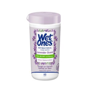 wet ones antibacterial hand wipes, lavender wipes | antibacterial wipes, moisturizing wipes | 40 ct. canister