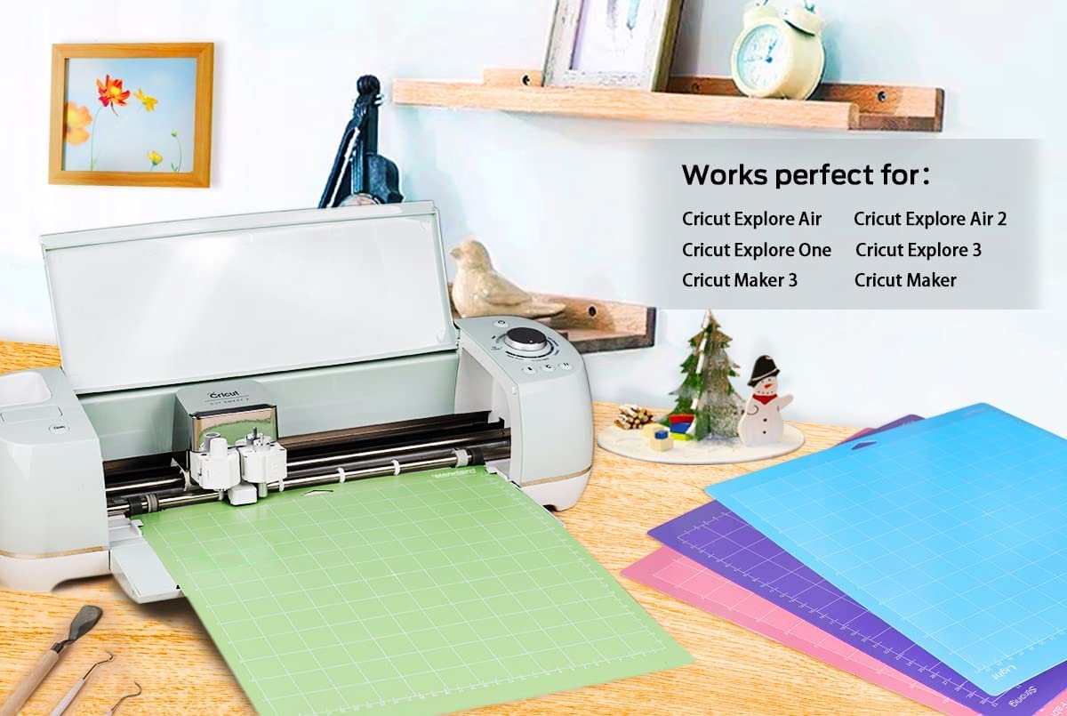 Gwybkq Cutting Mat for Cricut Maker 3/Maker/Explore 3/Air 2/Air/One 8 Pack 12x12 VarietyGrip Cut Replacement Accessories Green/Blue/Purple/Pink Card Adhesive Sticky Pads