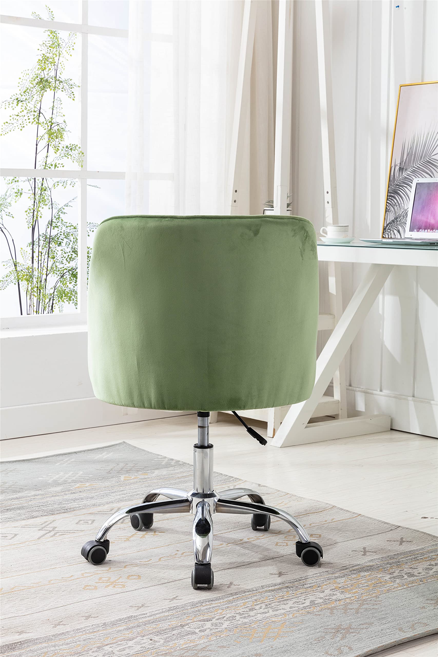 CNANXU Velvet Swivel Shell Chair with Adjustable Height,Accent Swivel Desk Chair,Modern Leisure office Chair for Living Room (Green)