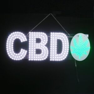 30"x10" large led cbd signs for smoke shops, super bright unique design cbd sign with hanging installation, high visibility cbd sign for stores retail shops window (white)