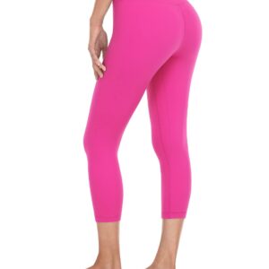 HeyNuts High Waisted Yoga Capris Leggings for Women, Buttery Soft Workout Cropped Pants Compression 3/4 Leggings 21'' Sonic Pink M(8/10)