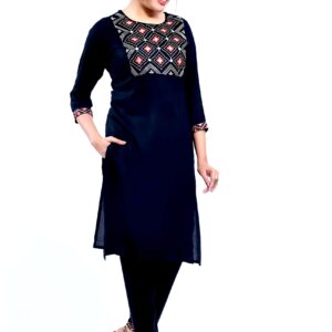 Vihaan Impex Black Kurti for Women Kurta Set with Pant 3/4 Sleeve