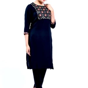 Vihaan Impex Black Kurti for Women Kurta Set with Pant 3/4 Sleeve