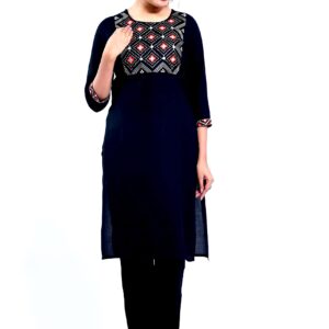 Vihaan Impex Black Kurti for Women Kurta Set with Pant 3/4 Sleeve