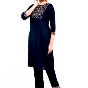 Vihaan Impex Black Kurti for Women Kurta Set with Pant 3/4 Sleeve