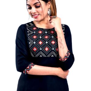 Vihaan Impex Black Kurti for Women Kurta Set with Pant 3/4 Sleeve