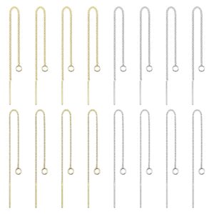 Oubaka 24pcs 8.5cm Ear Threads Long String Ear Threads Hypoallergenic Ear Threads Earrings with Loop Drop Earrings Tassel Chain Earrings for Earring Making DIY Jewelry Craft(2 Styles,2 Colors)