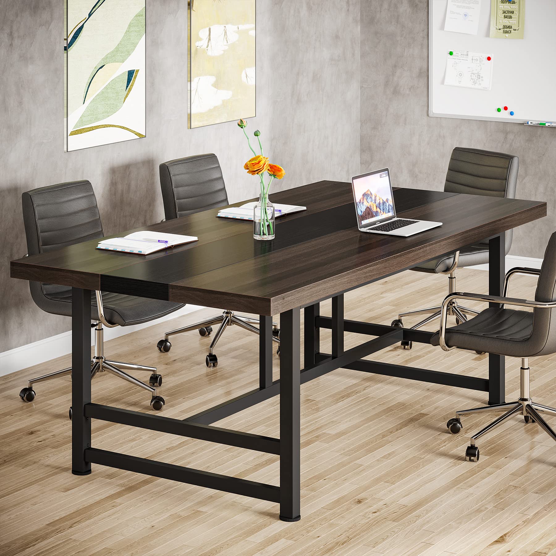 Tribesigns 6FT Conference Table, Rectangular Meeting Table, 70.86L * 31.49 W inches Seminar Table, Large Computer Desk for Office, Boardroom Desk