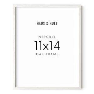 HAUS AND HUES 11x14 White Picture Frame - White 11x14 Picture Frame Wood, White Picture Frame 11x14 Wood Frame, Modern Picture Frame 11x14 Picture Frame White Wood Frame 11x14 (White Oak)