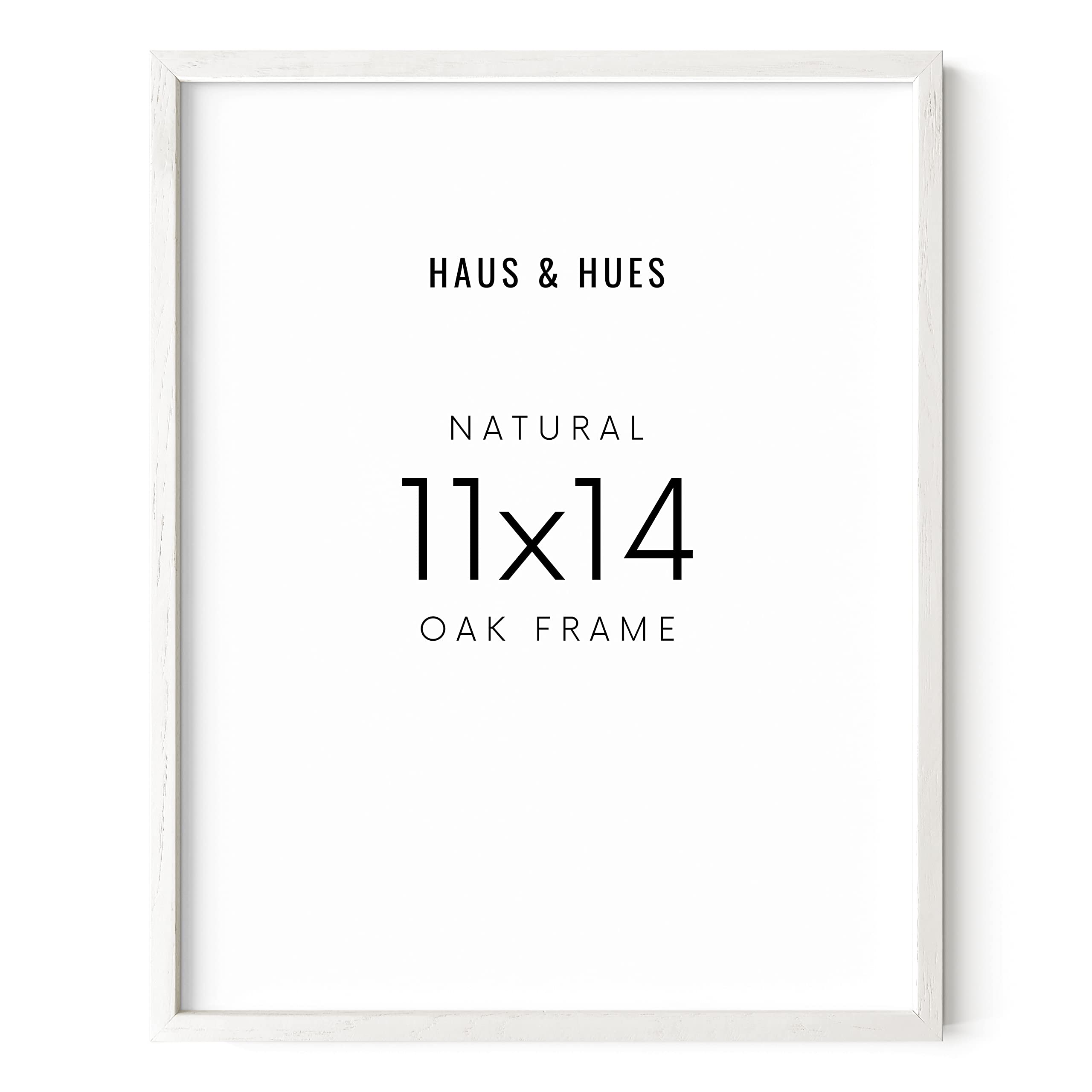 HAUS AND HUES 11x14 White Picture Frame - White 11x14 Picture Frame Wood, White Picture Frame 11x14 Wood Frame, Modern Picture Frame 11x14 Picture Frame White Wood Frame 11x14 (White Oak)