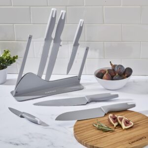 Cuisinart 7pc Ceramic Coated Cutlery Set with End Caps in Acrylic Stand, GREY