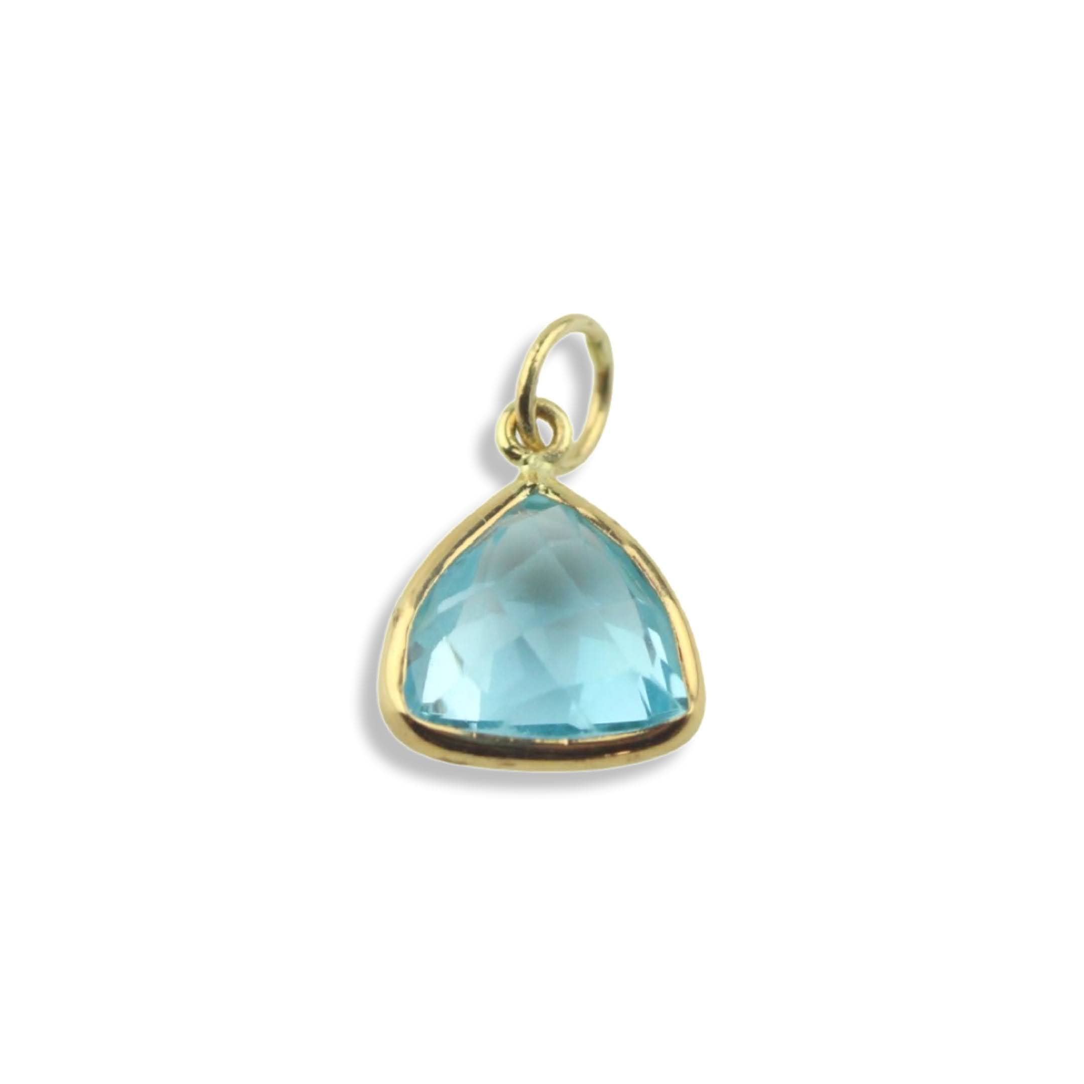 Blue Topaz Checkerboard Charm 8mm Trillion Cut Handmade In 14k Yellow Gold