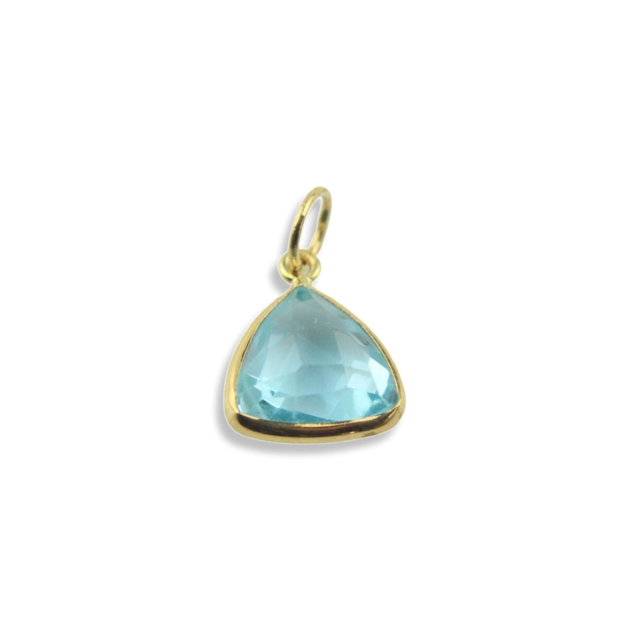 Blue Topaz Checkerboard Charm 8mm Trillion Cut Handmade In 14k Yellow Gold