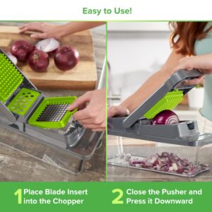 PrepNaturals 12 in 1 Vegetable Chopper with Container, Veggie Chopper, Vegetable Cutter, Food Chopper & Onion Chopper - Onion Chopper Dicers, Choppers, Mandoline Slicer for Kitchen (Green)