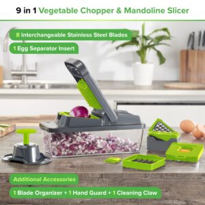 PrepNaturals 12 in 1 Vegetable Chopper with Container, Veggie Chopper, Vegetable Cutter, Food Chopper & Onion Chopper - Onion Chopper Dicers, Choppers, Mandoline Slicer for Kitchen (Green)