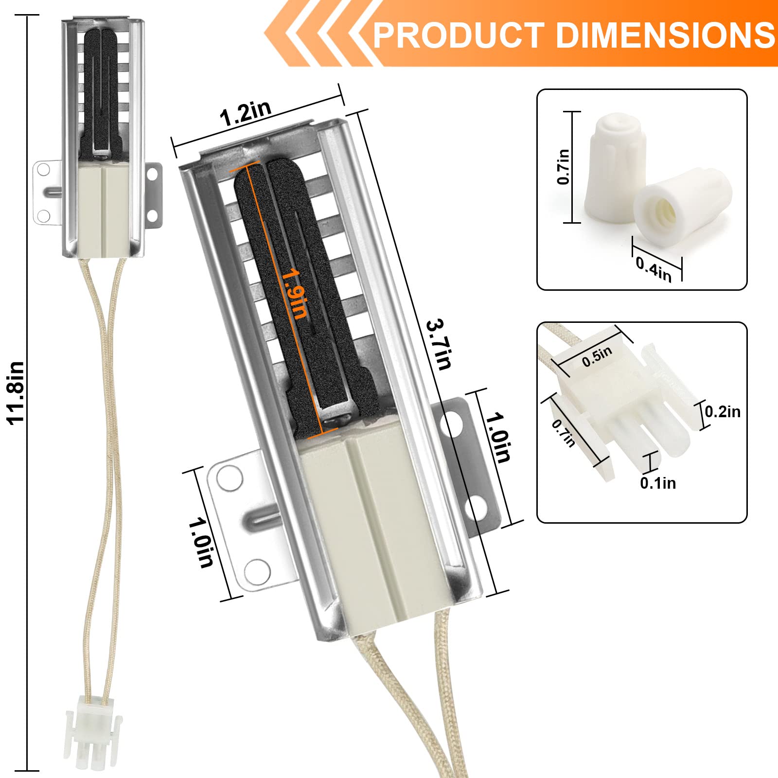 WB13K21 Oven Igniter Fit for G-E Ken-more Hot-point Gas Range Stove Replaces Norton-501a WB2X9998 WB13K0012 WB13K0013 WB13K0014 AP2020569 PS231280 EAP231280