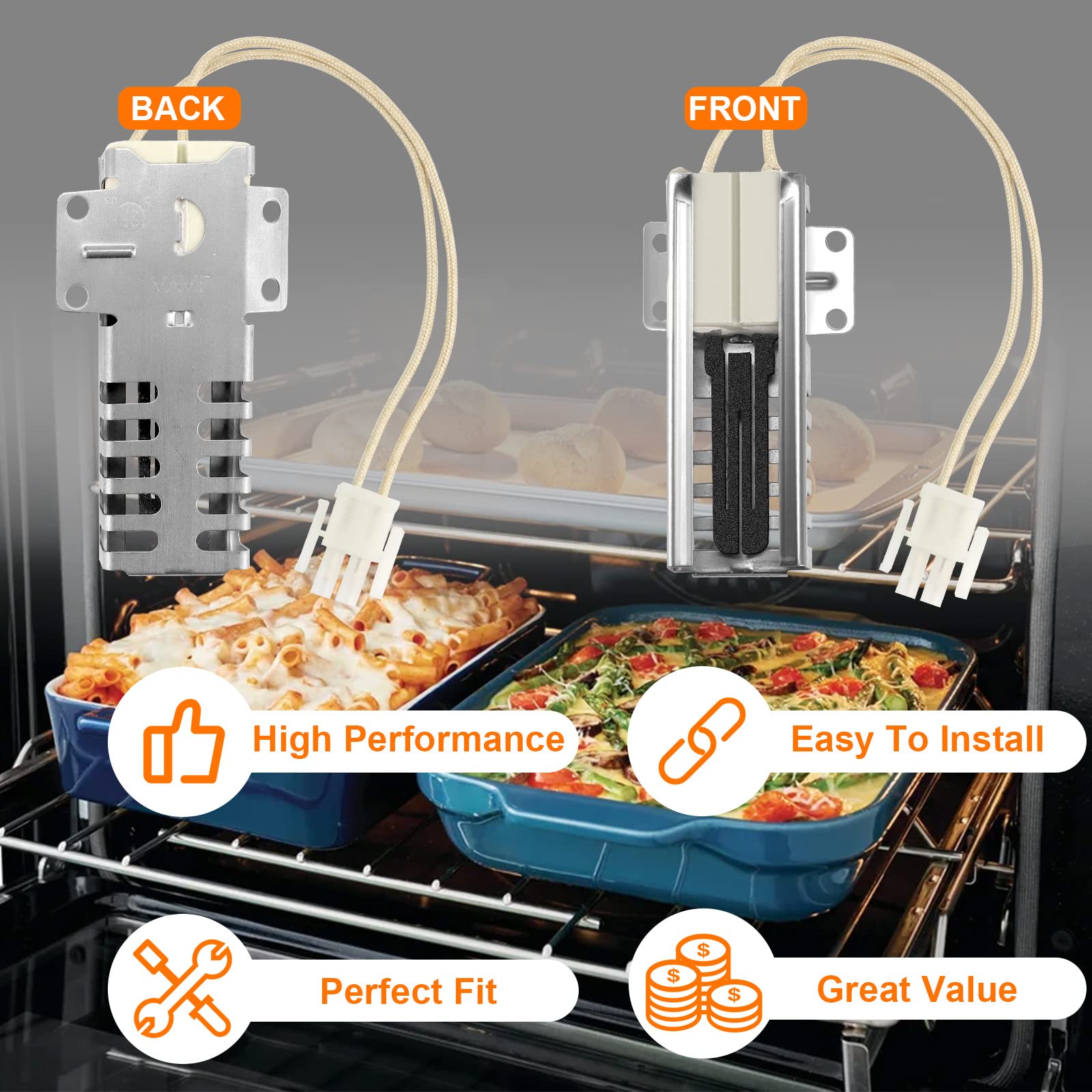 WB13K21 Oven Igniter Fit for G-E Ken-more Hot-point Gas Range Stove Replaces Norton-501a WB2X9998 WB13K0012 WB13K0013 WB13K0014 AP2020569 PS231280 EAP231280