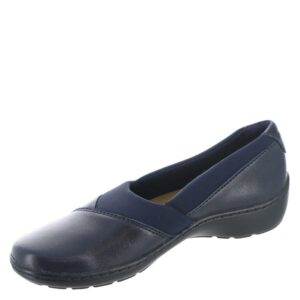 clarks women's cora charm loafer, navy leather, 9 wide