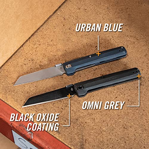 Gerber Gear Pledge Pocket Knife with Pocket Clip - 3.7" Full Panel Plain Edge Blade Folding Knife - EDC Gear and Equipment - Urban Blue