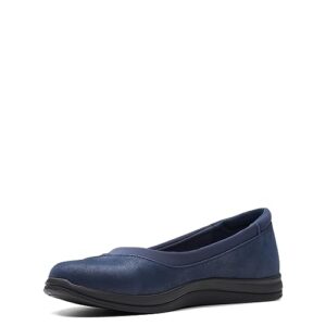 Clarks Women's Breeze Ayla Ballet Flat, Navy, 7