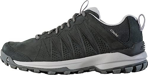 Oboz Women's Sypes Low Leather B-DRY Waterproof Hiking Shoe, Black Sea, 8.5 Wide